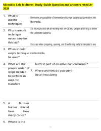 Microbio Lab Midterm Study Guide Question and answers rated A+ 2025