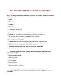 MKT 320F FINAL EXAM WITH 100% VERIFIED SOLUTIONS!!