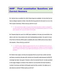 AHIP - Final Examination Questions and Correct Answers