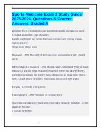 Sports Medicine Exam 2 Study Guide 2025-2026. Questions & Correct Answers. Graded A