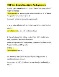 SOP Food Safety Exam Questions and Answers