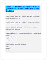 Sports Medicine HOSA Test 2025-2026. Questions & Correct Verified Answers. Graded A
