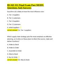 BUAD 331 Final Exam Past MODS Questions And Answers