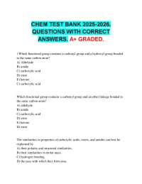 CHEM TEST BANK 2025-2026.  QUESTIONS WITH CORRECT  ANSWERS. A+ GRADED.  )