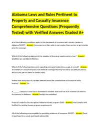 Alabama Laws and Rules Pertinent to Property and Casualty Insurance Comprehensive Question