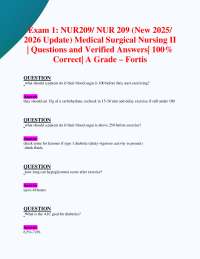 Exam 1: NUR209/ NUR 209 (New 2025/ 2026 Update) Medical Surgical Nursing II | Q&As A Grade