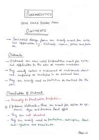 “Ointments: Preparation, Evaluation, and Uses”