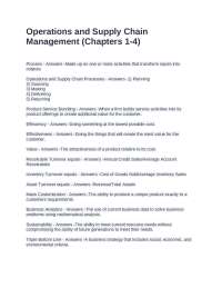 Operations and Supply Chain Management: Key Concepts and Processes