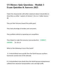 US History Quiz Questions - Module 3 Exam Question & Answers 2025
