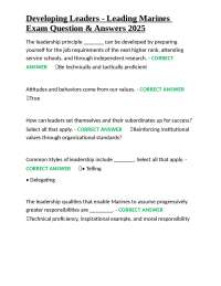 Developing Leaders - Leading Marines Exam Question & Answers 2025
