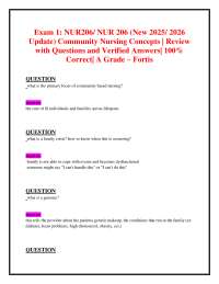 Exam 1: NUR206/ NUR 206 (New 2025/ 2026 ) Community Nursing Concepts | Review with Q&As