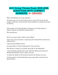 ACE Group Fitness Exam 2025-2026.  QUESTIONS WITH CORRECT  ANSWERS. A+ GRADED.
