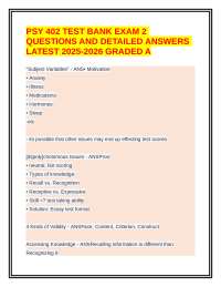 PSY 402 TEST BANK EXAM 2 QUESTIONS & ANSWERS LATEST 2025-2026