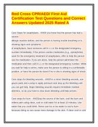 Red Cross CPR/AED/ First Aid Certification Test Questions & Answers 2025