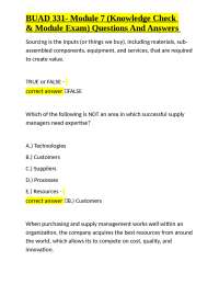 BUAD 331- Module 7 (Knowledge Check & Module Exam) Questions And Answers