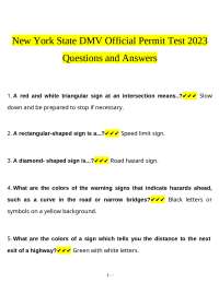 New York State DMV Official Permit tested questions with revised correct answers, a+ gu