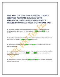 IICRC WRT Test Exam QUESTIONS AND CORRECT  ANSWERS| ACCURATE REAL EXAM WITH  FREQUENTLY TE