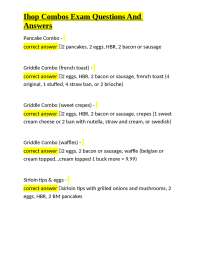 IHOP Menu Combos: Exam Questions and Answers
