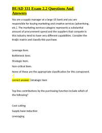 BUAD 331 Exam Q&A: Supply Chain Management Essentials