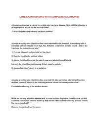 LYME EXAM NURSING WITH COMPLETE SOLUTIONS!!