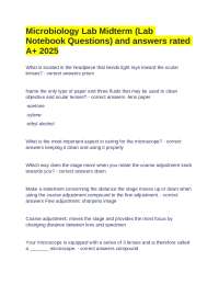 Microbiology Lab Midterm (Lab Notebook Questions) and answers rated A+ 2025