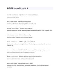 BSEP words part 1 exam questions with correct answers.
