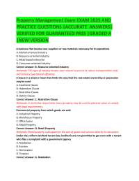 Property Management Exam EXAM 2025 AND  PRACTICE QUESTIONS |ACCURATE  ANSWERS|  VERIFIED
