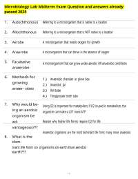 Microbiology Lab Midterm Exam Question and answers already passed 2025