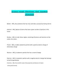 Science vocab Questions And  Answers