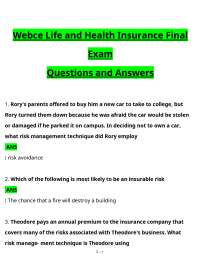 Webce Life and Health Insurance Final Exam