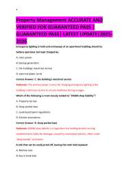 Property Management ACCURATE AND  VERIFIED FOR GUARANTEED PASS |  GUARANTEED PASS| LATEST