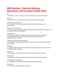 NEX Review - General Biology Questions with Answers latest 2025