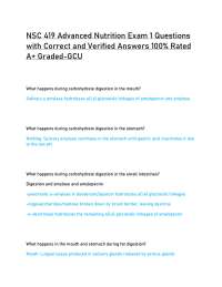 NSC 419 Advanced Nutrition Exam 1 Questions with Correct and Verified Answers 100% Rated