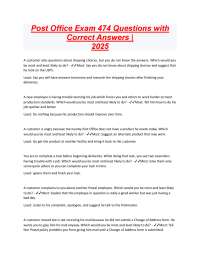 Post Office Exam 474 Questions with Correct Answers   2025