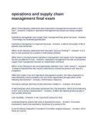 Operations and Supply Chain Management Final Exam With Questions and 100% Correct Answers