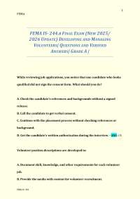 FEMA IS- 244.B FINAL EXAM (NEW 2025/ 2026 UPDATE) DEVELOPING AND MANAGING VOLUNTEERS| Q&As