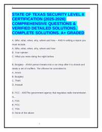 STATE OF TEXAS SECURITY LEVEL II CERTIFICATION (2025-2026) COMPREHENSIVE QUESTIONS & ANS