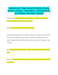 Esthetician State Board Written Study Guide (Texas) ~Sanitation, Disinfection, and Safety