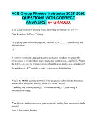 ACE Group Fitness Instructor 2025-2026.  QUESTIONS WITH CORRECT  ANSWERS. A+ GRADED.