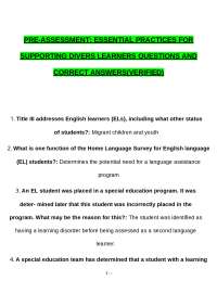 PRE-ASSESSM   tested questions with revised correct answers, a+ guarantee