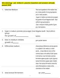 Microbiology Lab midterm practice Question and answers already passed 2025
