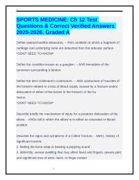 SPORTS MEDICINE: Ch 12 Test Questions & Correct Verified Answers 2025-2026. Graded A