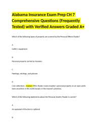 Alabama Insurance Exam Prep CH 7 Comprehensive Questions (Frequently Tested) with Verified