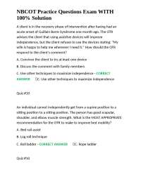 NBCOT Practice Questions Exam WITH 100% Solution