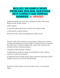 BIOLOGY 200 SAMPLE WORD  PROBLEMS 2025-2026. QUESTIONS  WITH CORRECT AND VERIFIED  ANSWERS