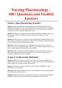 Nursing Pharmacology - 100+ Questions and Verified Answers