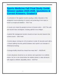 Sports Medicine Fall Final Study Guide Newest Update 2025-2026. Questions & Correct Answer