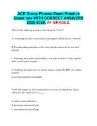 ACE Group Fitness Exam-Practice  Questions WITH CORRECT ANSWERS  2025-2026. A+ GRADED.