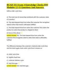 BUAD 331 Exam 4: Supply Chain Management Q&A