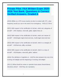 Private Pilot: FAA Written Exam 2025-2026 Test Bank. Questions & Correct Verified Answers.